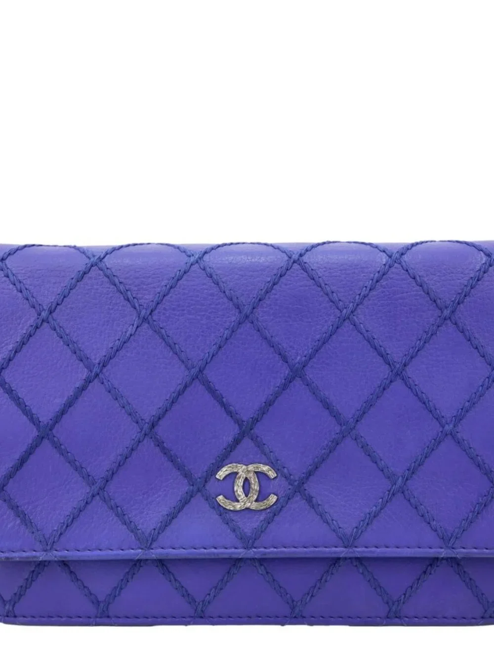 Chanel Fancy CC Quilted Calfskin Leather Wallet On Chain Bag Royal Blue